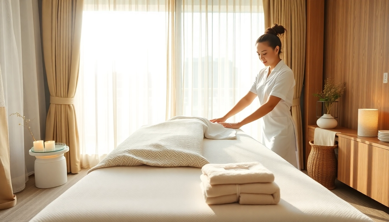 Suwon 출장마사지 session showcasing a tranquil massage setting with a professional therapist.