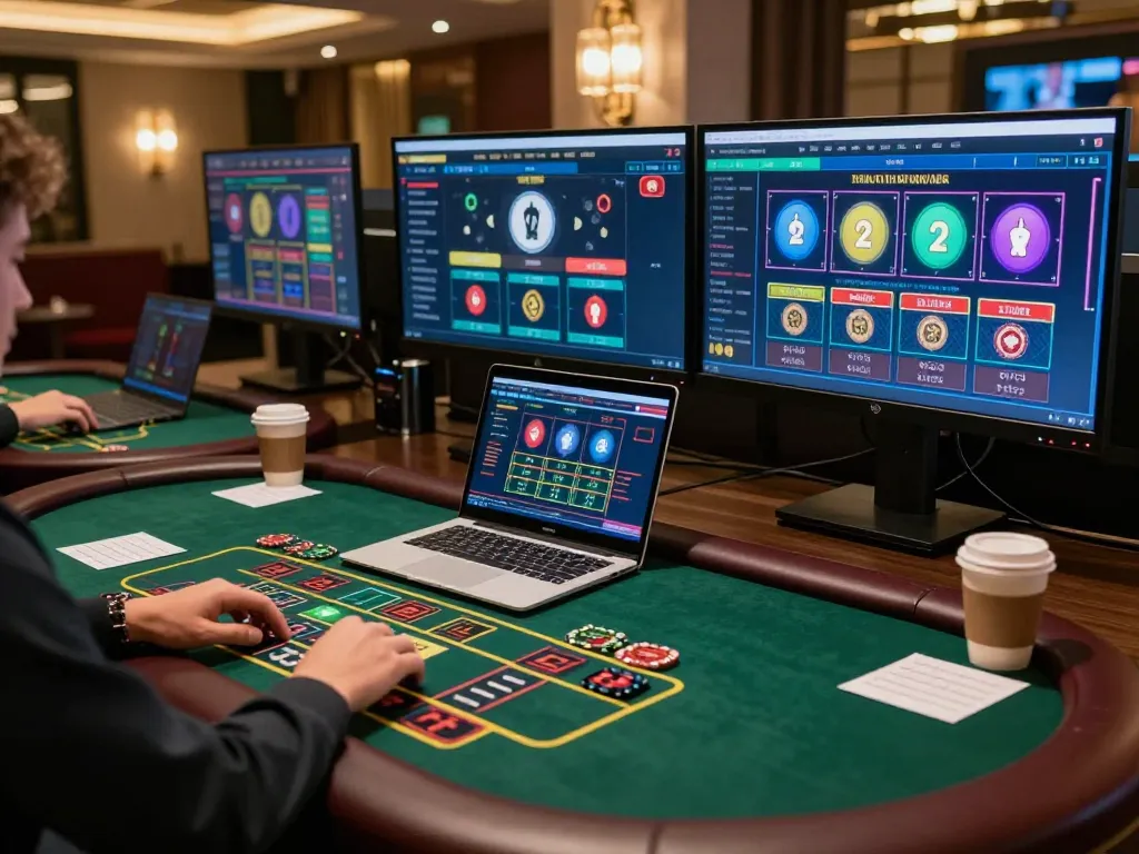 Engaging in online gambling at TG88 with live dealer games on laptop in cozy setting
