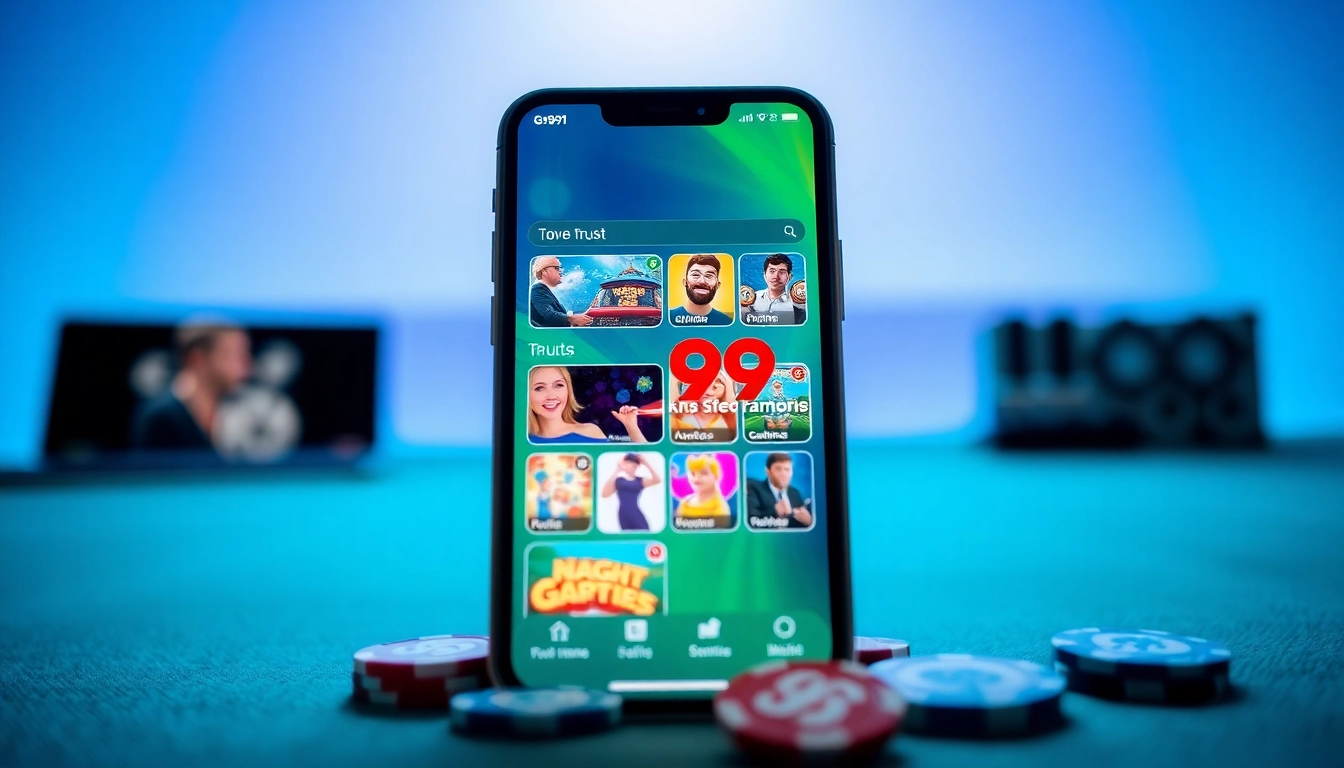 Engaging view of the go99 app on a smartphone, highlighting diverse gaming options in a vibrant interface.