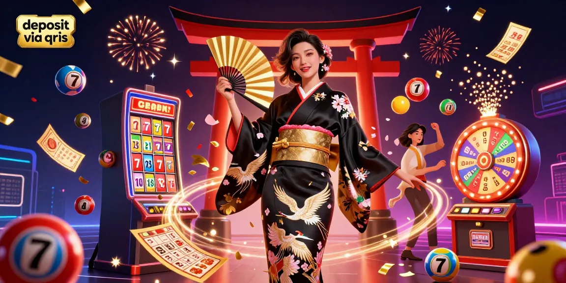 Experience the thrill of winning with deposit via qris in this vibrant casino illustration.