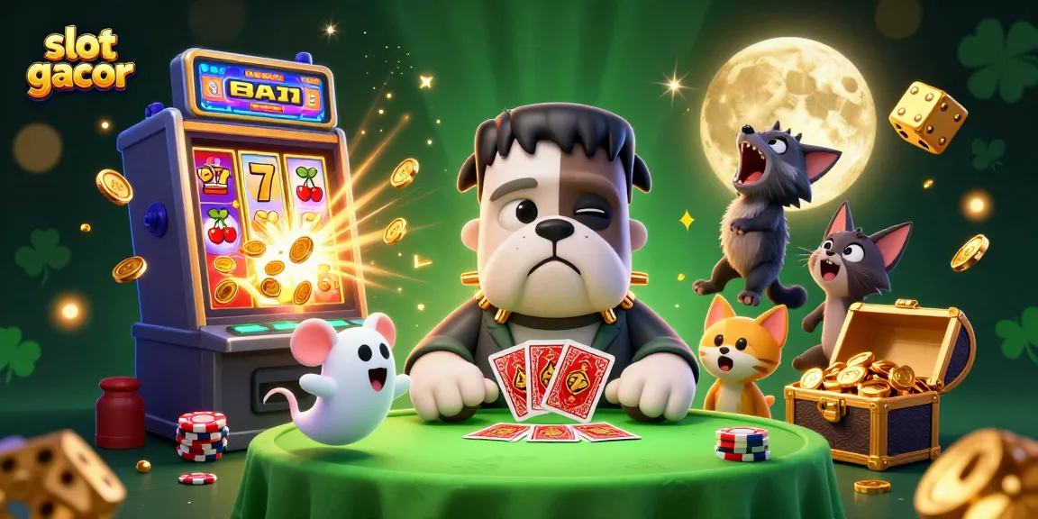Menang dengan slot gacor di kasino, tampilan penuh aksi dan kartu yang menarik.