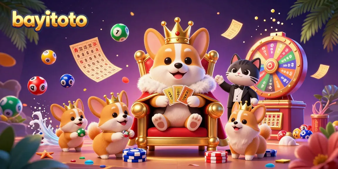 Engaging illustration showcasing bayitoto's exciting lottery and bingo elements surrounded by vibrant game motifs.