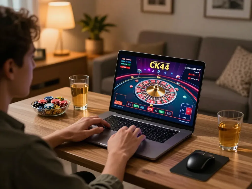 Engaging live casino gaming on CK444 with roulette and cozy home setting
