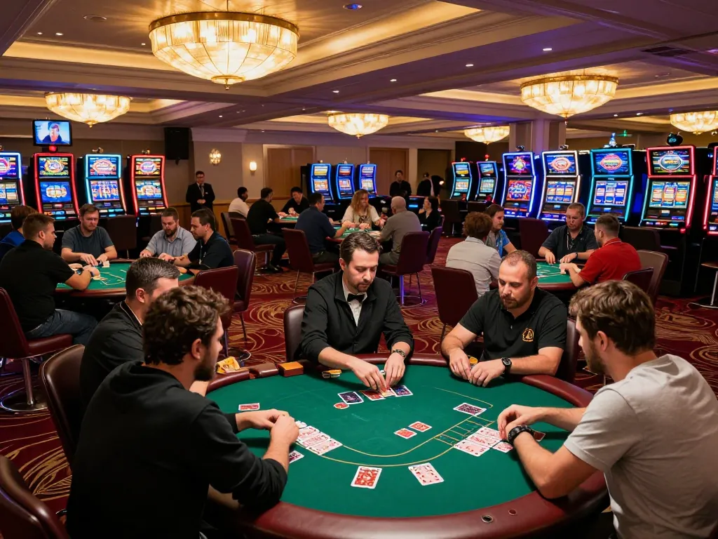 Experience thrilling gameplay at xx88 casino with vibrant poker tables and players engaged