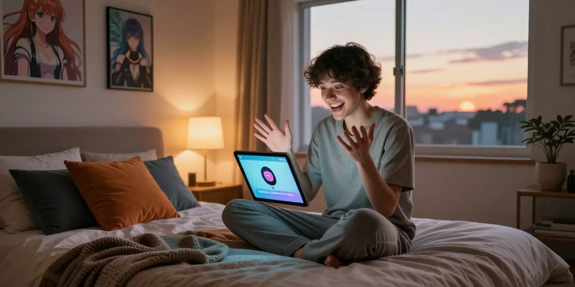 Interactive hentai ai chat experience in a cozy bedroom setting.