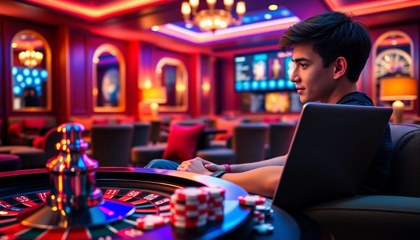 Young online player enjoying a scatter game on NEKATWIN platform for thrilling gambling experience.