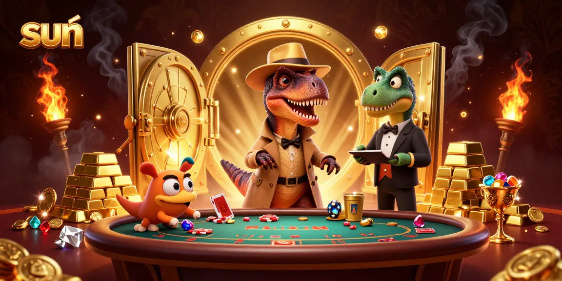 Engage in thrilling casino action with the sun as iconic characters navigate the blackjack table.