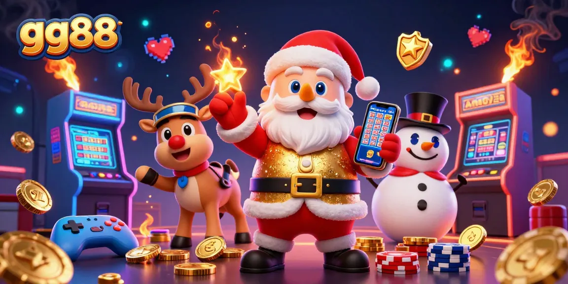 Experience thrilling entertainment with gg88 featuring Santa and friends in an exciting casino scene.