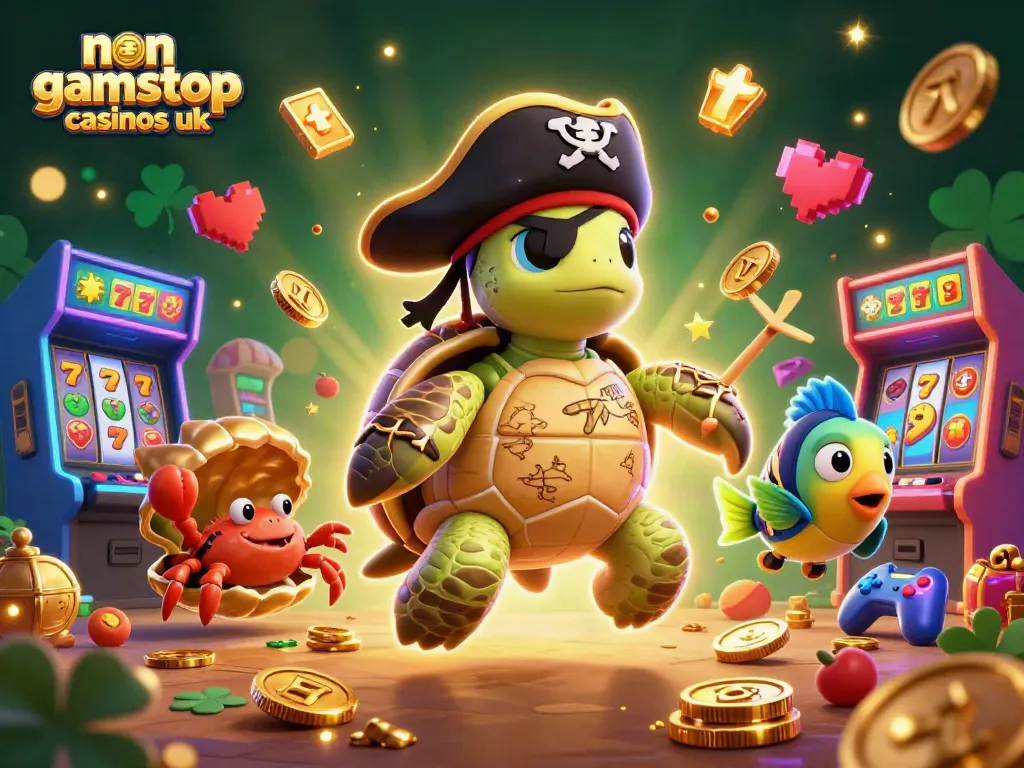 Engage with non gamstop casinos uk featuring a colorful pirate-themed scene filled with slots and treasures.