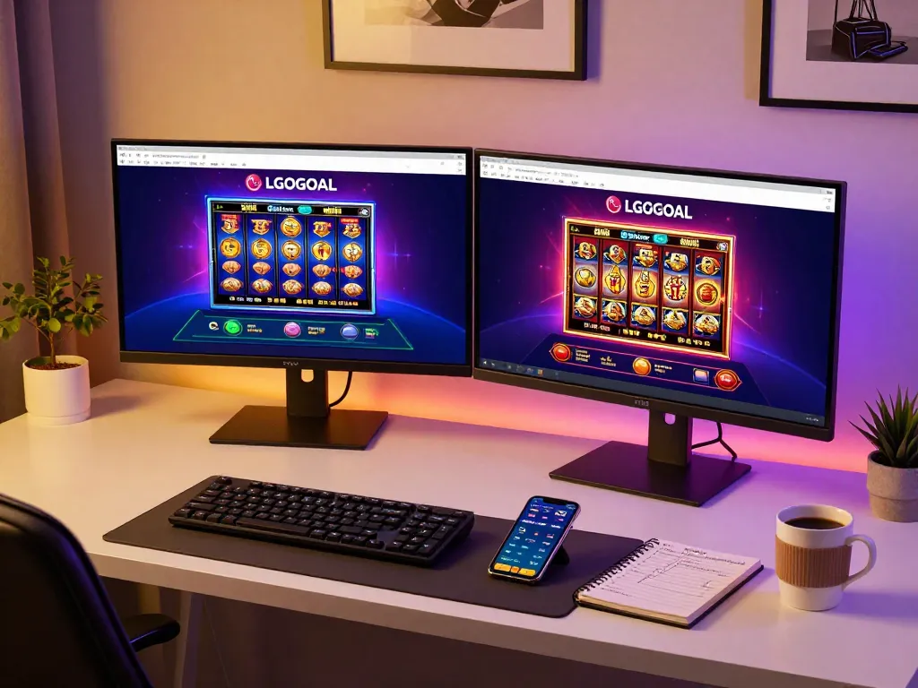 Experience engaging gameplay on LGOGOAL site with vibrant online casino interface displayed on multiple screens.