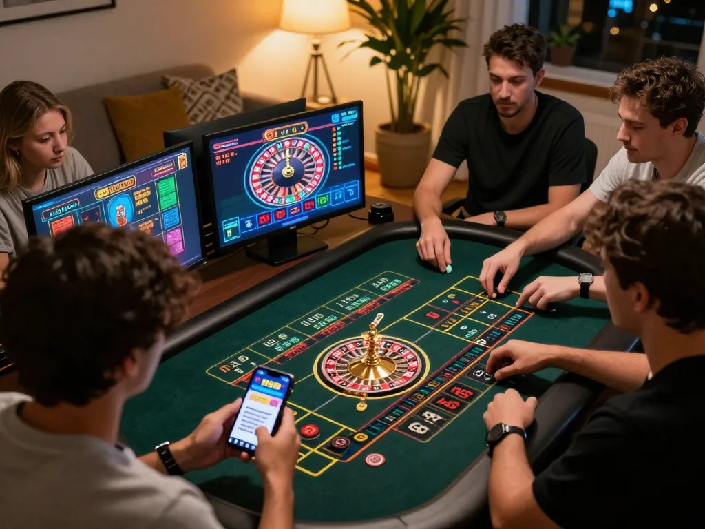 Engaging online casino session at https://rr88co.net/ with players enjoying live roulette from home settings