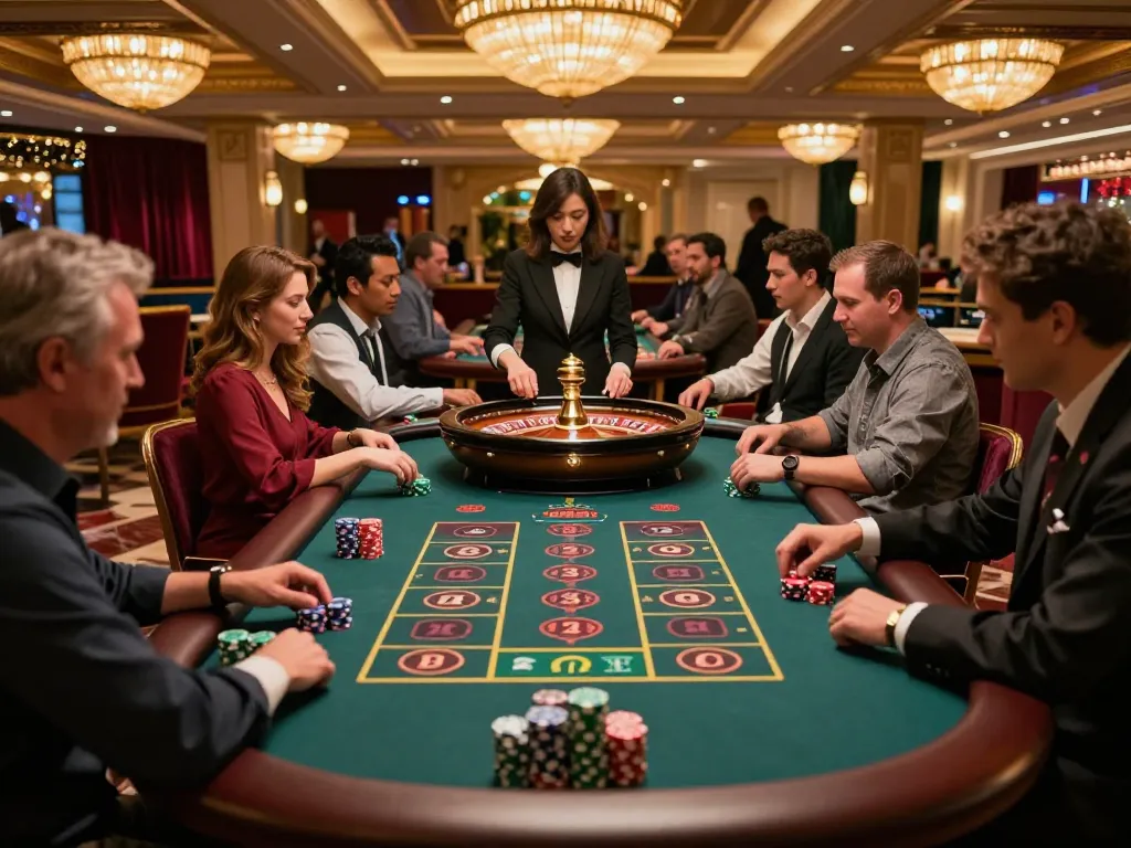 Excited players betting at the roulette table in an upscale casino showcasing SC88 gaming experience.