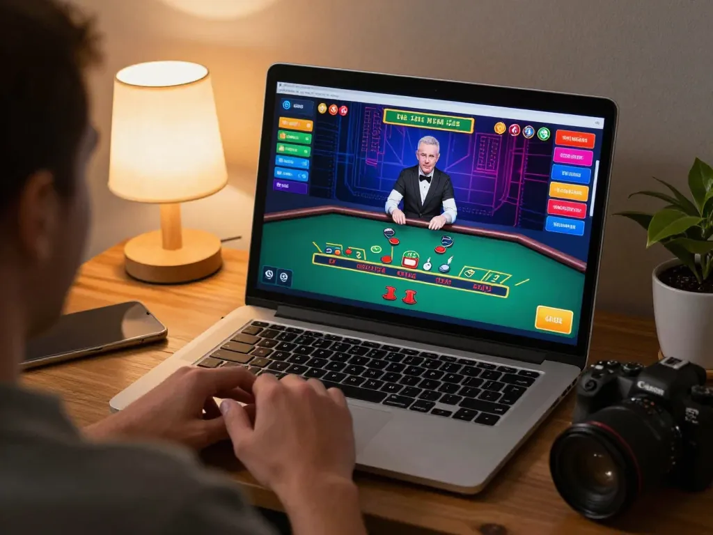 Engaged player enjoying live dealer blackjack on tr88 online casino platform at home
