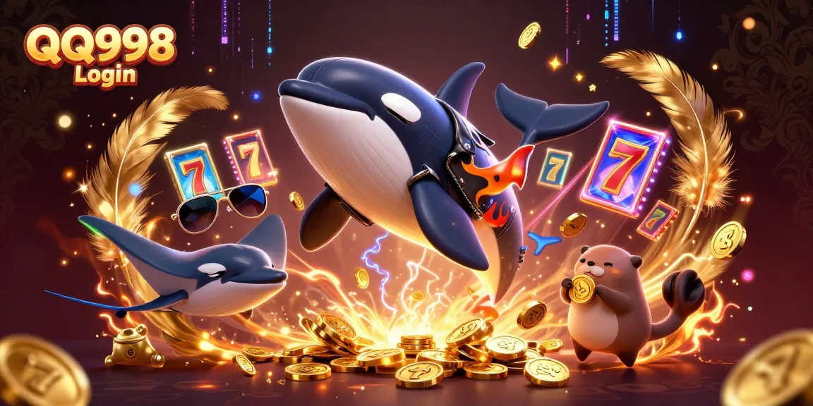 Experience thrilling action with QQ998 Login in this vibrant, engaging casino illustration.