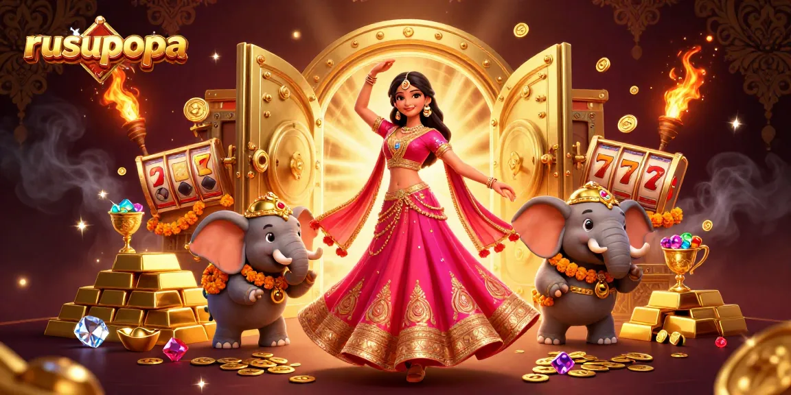 Experience the vibrant world of rusupopa with a stunning 3D illustration showcasing a casino scene filled with treasure.