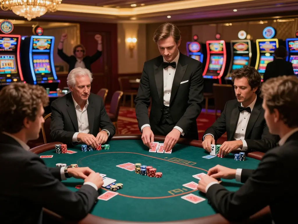 Sunwin players engaged in strategic poker gameplay, showcasing luxury casino atmosphere and high-stakes excitement.