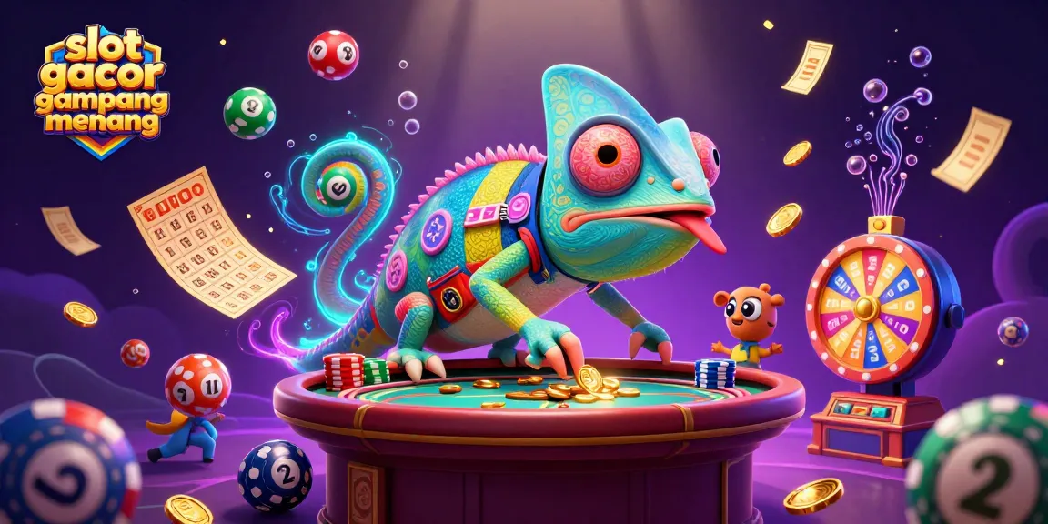 Experience thrills with slot gacor gampang menang as lively chameleon casino owner amidst dynamic gaming action.