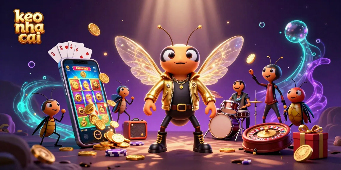 Engage with keo nha cai gameplay showcasing colorful slots, golden coins, and dynamic cartoon characters.