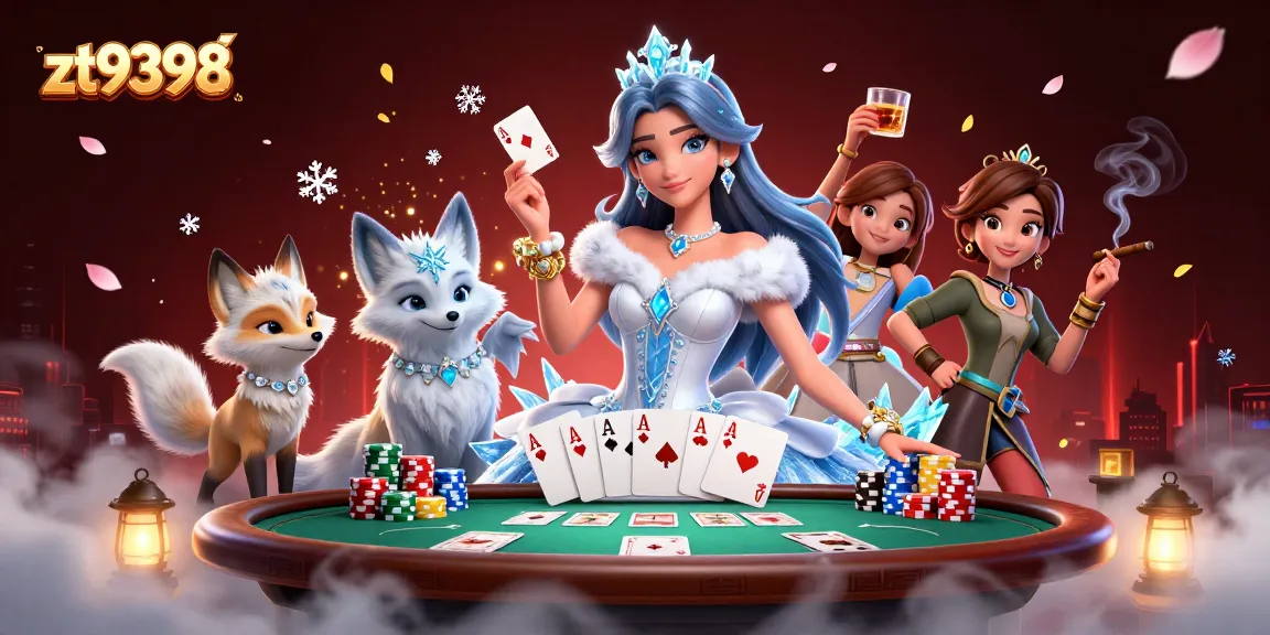 Experience thrilling action at zt9398 with a glamorous poker scene featuring stunning characters and vibrant game elements.