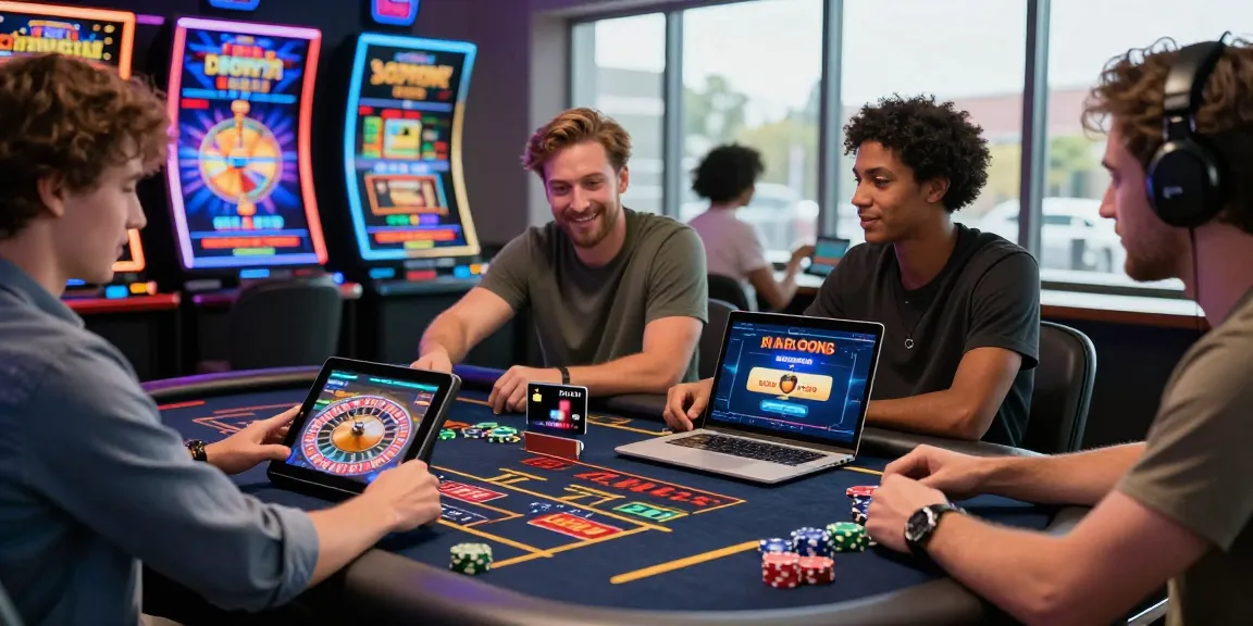 Excited players at a credit card casino engaging in games at https://brcs.co.uk, showcasing vibrant graphics and interactive gaming.