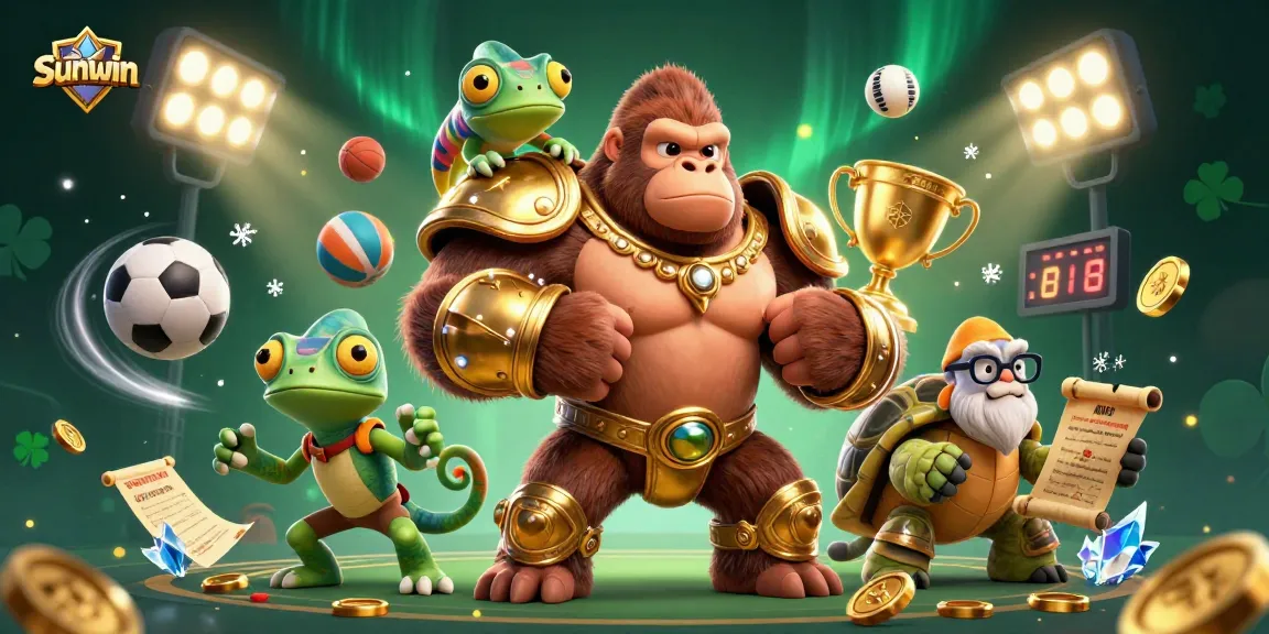 Experience the engaging world of Sunwin with a vibrant casino illustration featuring adventurous characters.