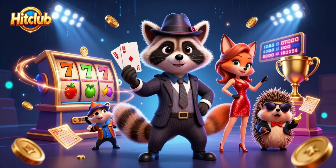 Hitclub players enjoying a royal flush win in a vibrant online casino scene, celebrating their luck