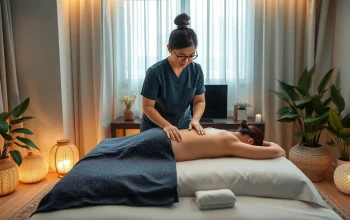 Relaxing 수원출장마사지 scene in a tranquil hotel room with a professional therapist.