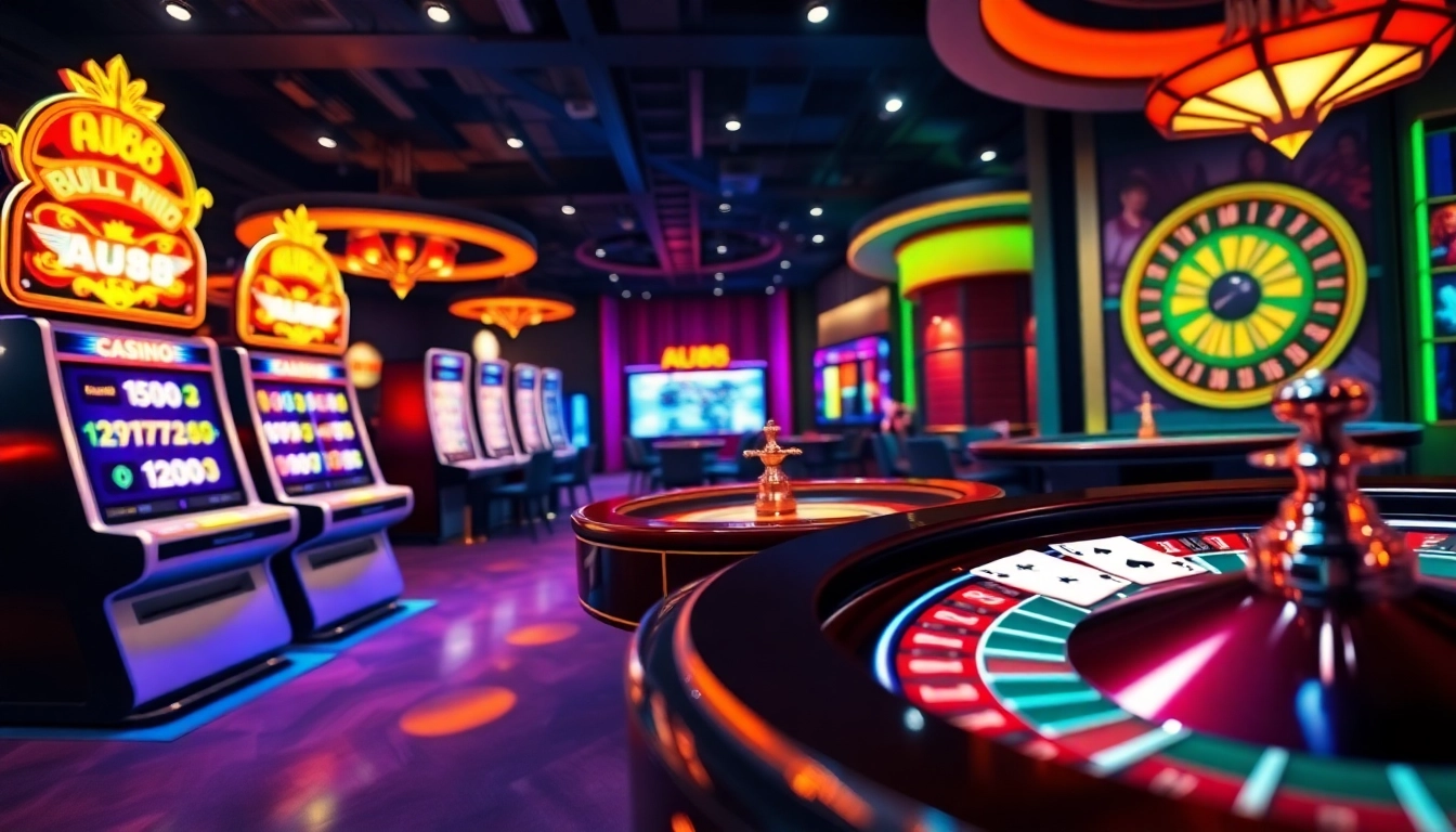 Experience thrilling gaming at AU88 with vibrant slot machines and enticing poker tables.