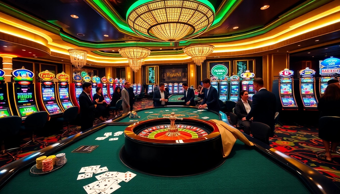 Experience thrilling gameplay at https://fnew88.com/ with luxurious poker tables and vibrant slot machines.
